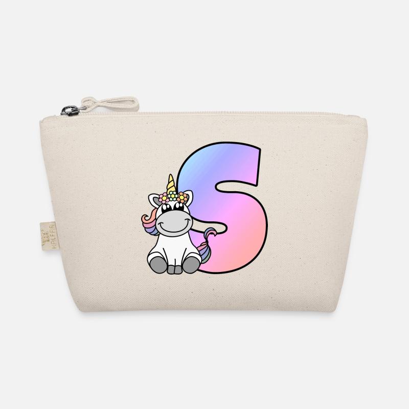 Einhorn Buchstabe S - Bio-Täschchen - Natur