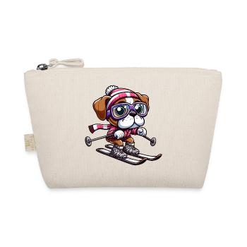 Boxer dog on skis - winter holiday in comic style - Organic Pouch - nature - Front