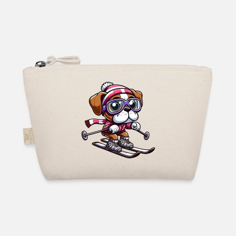 Boxer dog on skis - winter holiday in comic style Organic Pouch