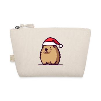 Mignon Capybara de Noël en chapeau de Père Noël - Trousse biologique - nature - Devant