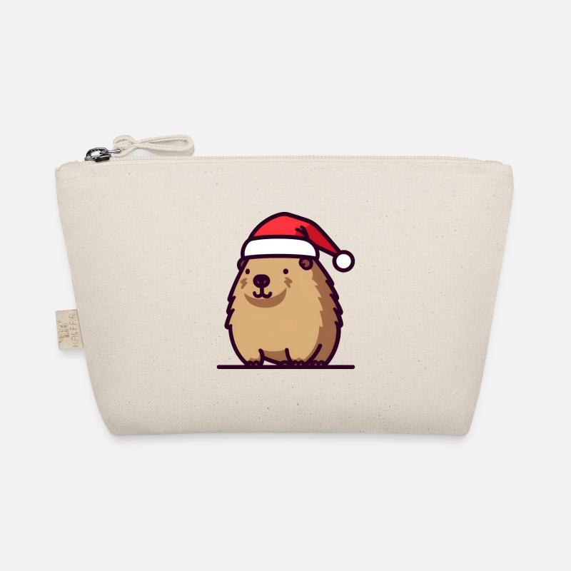Cute Christmas Capybara in Santa hat Organic Pouch