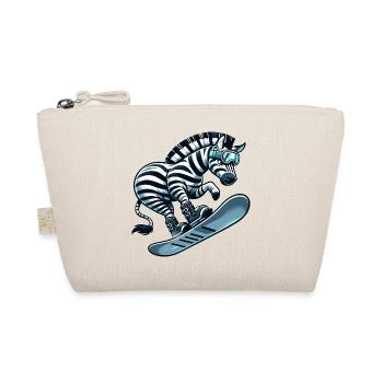 Zebra Snowboard Snowboarder Snowboarding Cute Comic - Organic Pouch - nature - Front