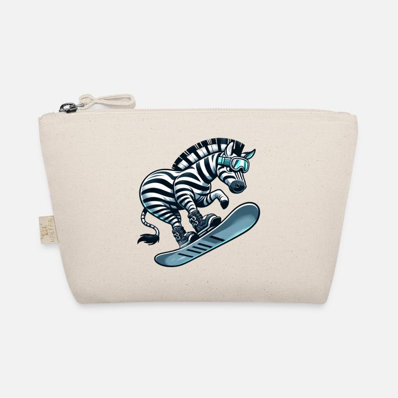 Zebra Snowboard Snowboarder Snowboarding Cute Comic Organic Pouch