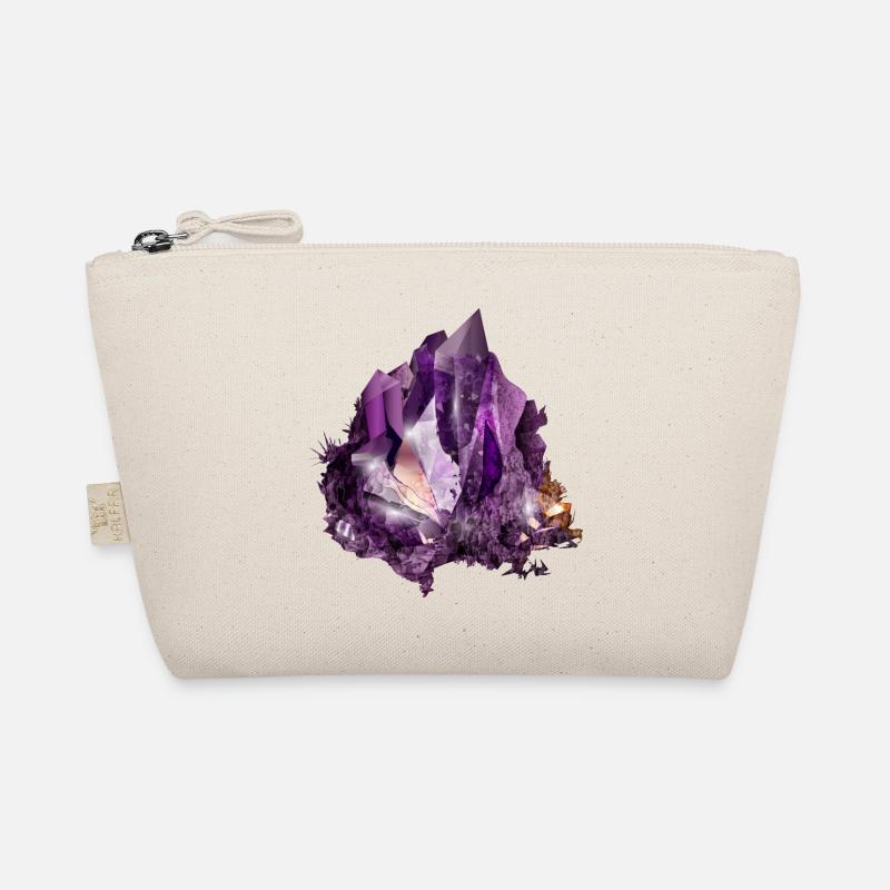 Luminous Violet Amethyst Crystal Motif Organic Pouch