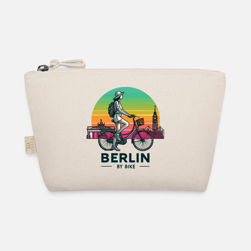 Berlin Skyline Radfahren Illustration Bio-Täschchen