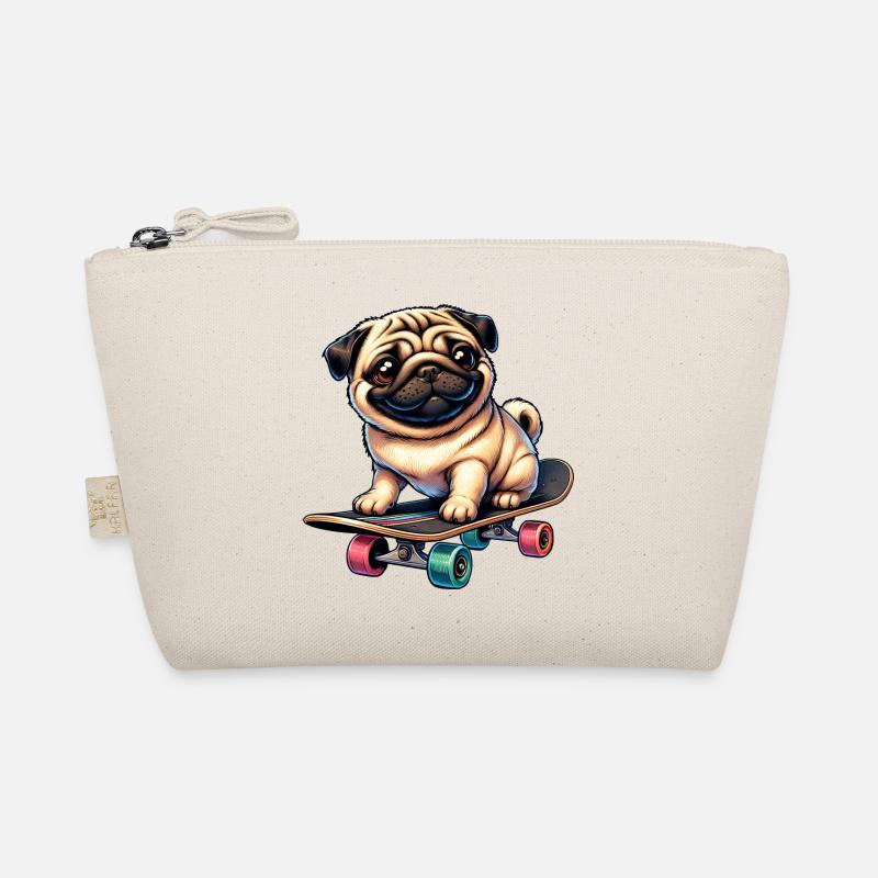 Skateboard Mops, Hund Skateboarder Bio-Täschchen