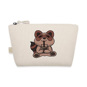 Bubble Tea Drinking Raccoon Anime Kawaii - Organic Pouch - nature - Front