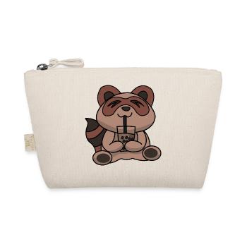 Bubble Tea Drinking Raccoon Anime Kawaii - Organic Pouch - nature - Front