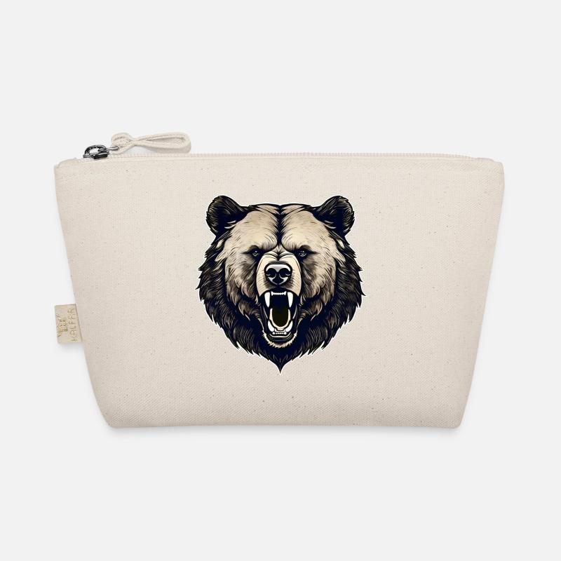 Proud roaring bear in retro style Organic Pouch