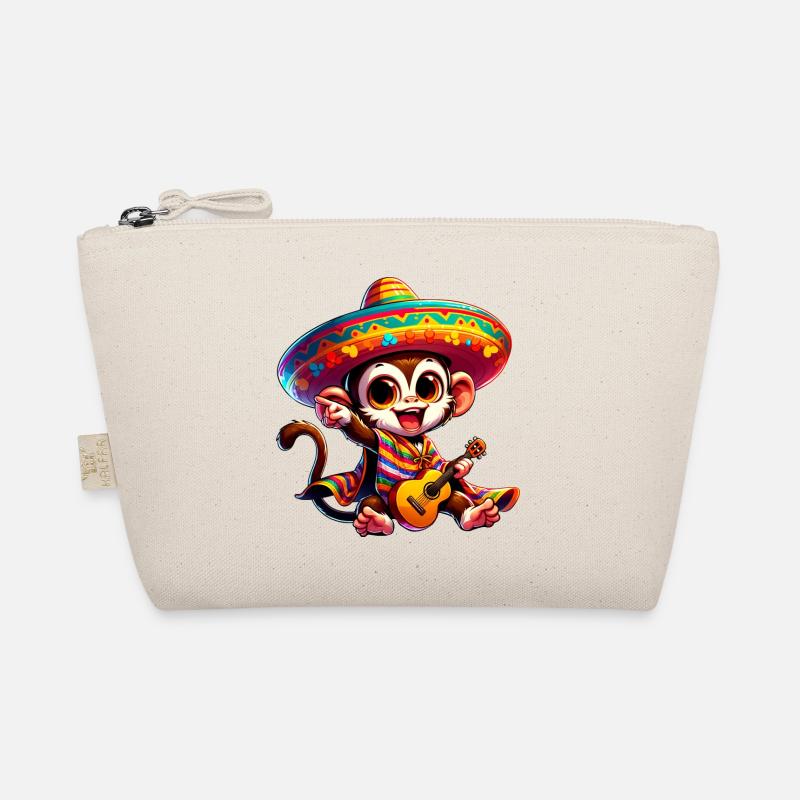 Cinco de Mayo mignon singe guitariste dessin animé Design Trousse biologique