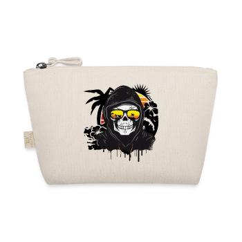 Skull,Skull,Skull with sunglasses on the beach - Organic Pouch - nature - Front