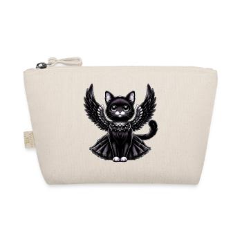 Schwarze Katze Gothic Engel Flügel Barock - Bio-Täschchen - Natur - Vorne