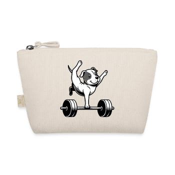 Pitbull Hund Hantel Workout Balancieren Handstand - Bio-Täschchen - Natur - Vorne