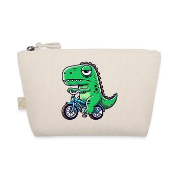 Funny dino T-Rex on bike Bizarre and - Organic Pouch - nature - Front