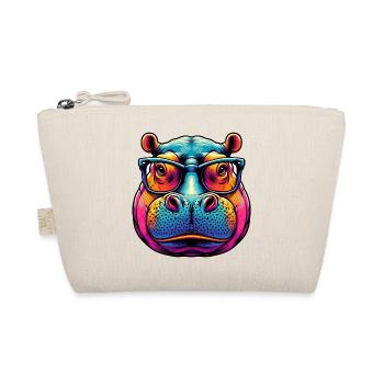 Hippopotamus with Glasses - Organic Pouch - nature - Front