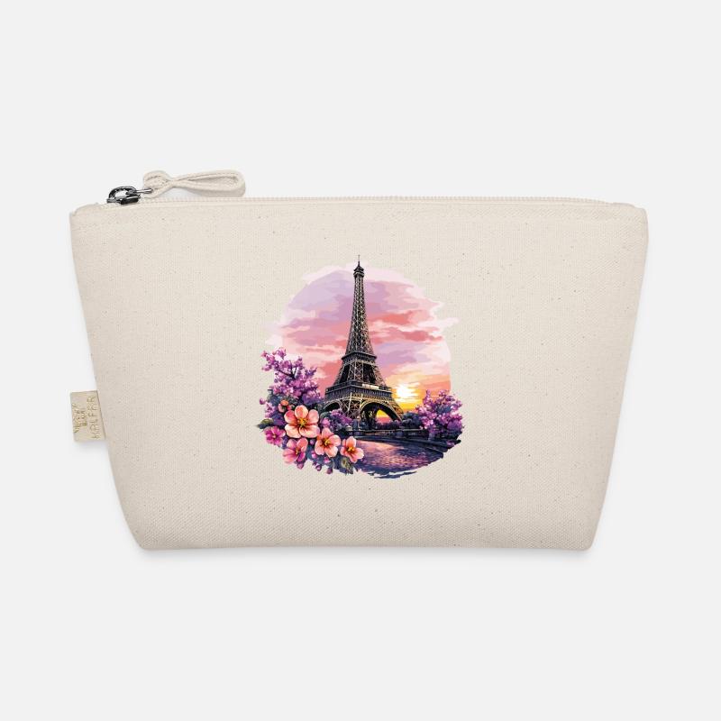 Paris Eiffelturm Frankreich Stadt Skyline Blumen - Bio-Täschchen - Natur
