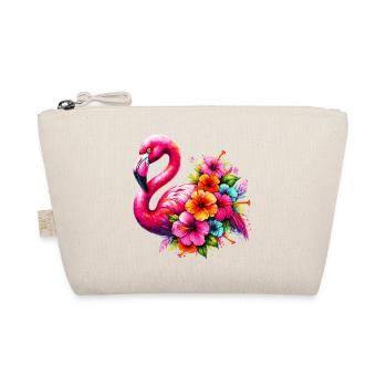 Flamant rose décoré de fleurs d’hibiscus - Trousse biologique - nature - Devant