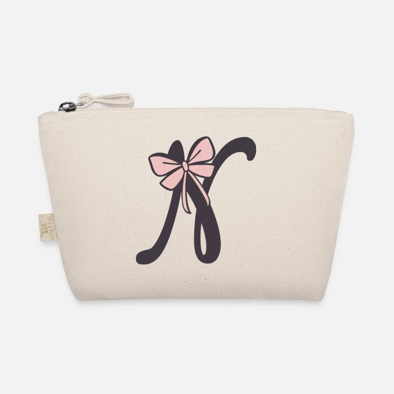 Initial Letter N Ribbon Organic Pouch