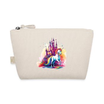 Einhorn Regenbogen Schloss Bunt Magie Fantasie - Bio-Täschchen - Natur - Vorne