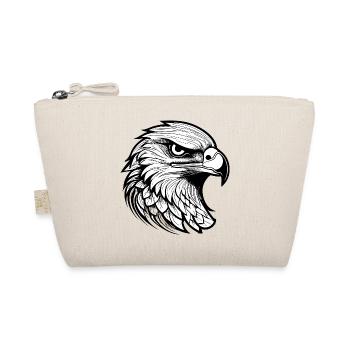 Detailed eagle head design in black and white - Organic Pouch - nature - Front