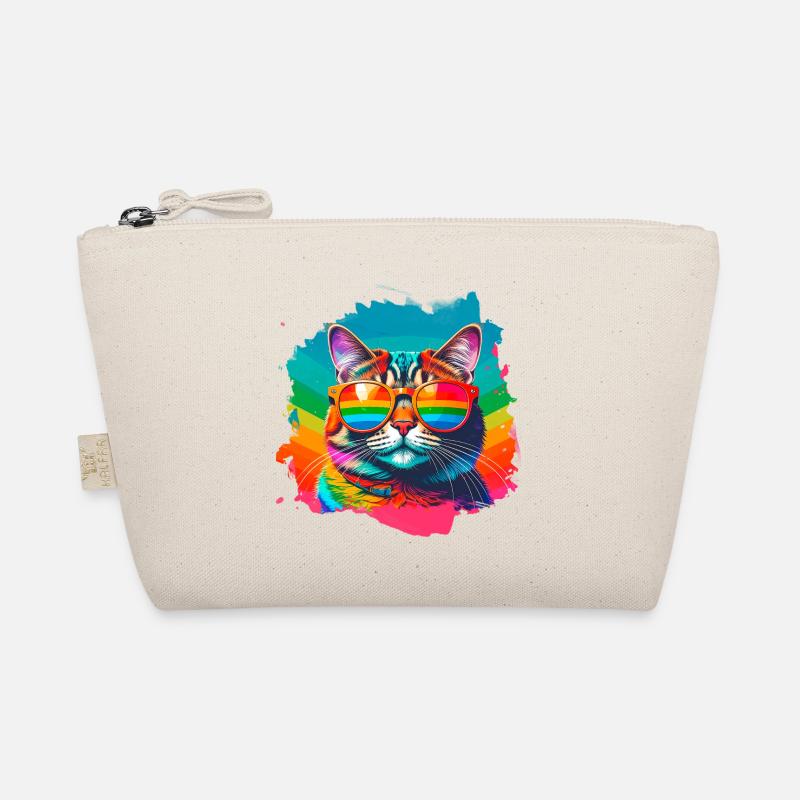 Katze, Sonnenbrille, LGTB, Regenbogen,bunt Bio-Täschchen