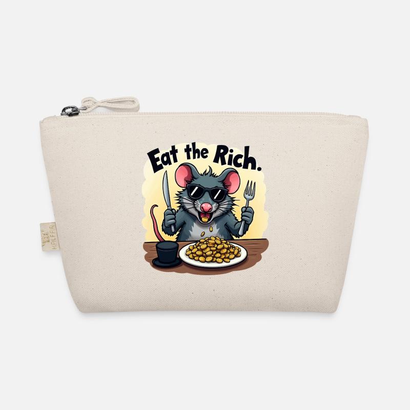Rebellratte – Eat the Rich mit Biss - Bio-Täschchen - Natur