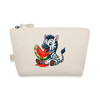 Cute Zebra with Watermelon Summer Cartoon - Organic Pouch - nature - Front