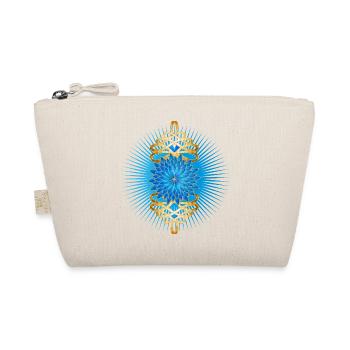 Gold brooches motif with bright blue cornflower - Organic Pouch - nature - Front