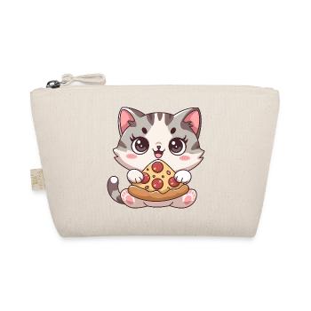 Cute Cat Eating Pizza - Organic Pouch - nature - Front