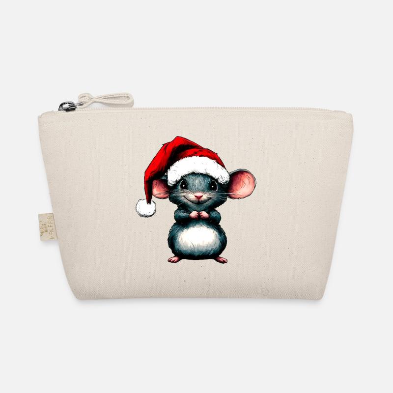 Mäuse Weihnachten / Weihnachtsmann Maus Bio-Täschchen