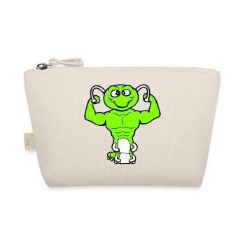 Raupe Bodybuilder Muskelaufbau Stark Fitness Gym - Bio-Täschchen - Natur - Vorne