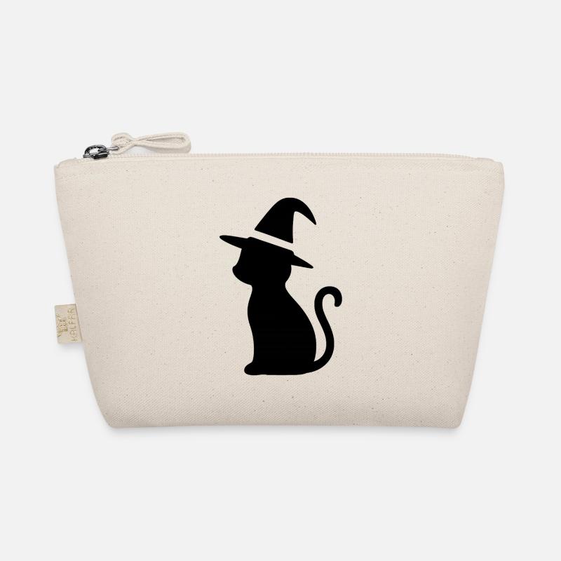 Cat with Witch Hat - Organic Pouch - nature