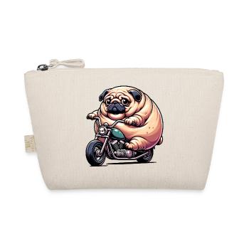 Mops Auf Motorrad Lustiger Biker Hund - Bio-Täschchen - Natur - Vorne