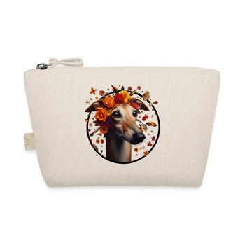 Galgo with flower wreath - Organic Pouch - nature - Front