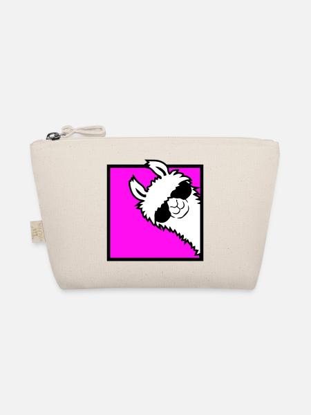 Lama Cool Peeks Around Corner Side Sunglasses Alpaca - Organic Pouch - nature - Front