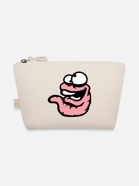 Worm Laughing Crazy Squinting Silly Stupid - Organic Pouch - nature - Front