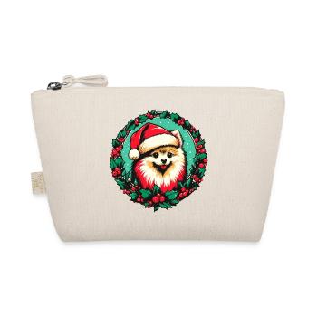 Santa Pooch in Holly Wreath - Organic Pouch - nature - Front