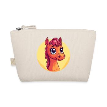 Cuddly Pony Portrait Cartoon - Organic Pouch - nature - Front