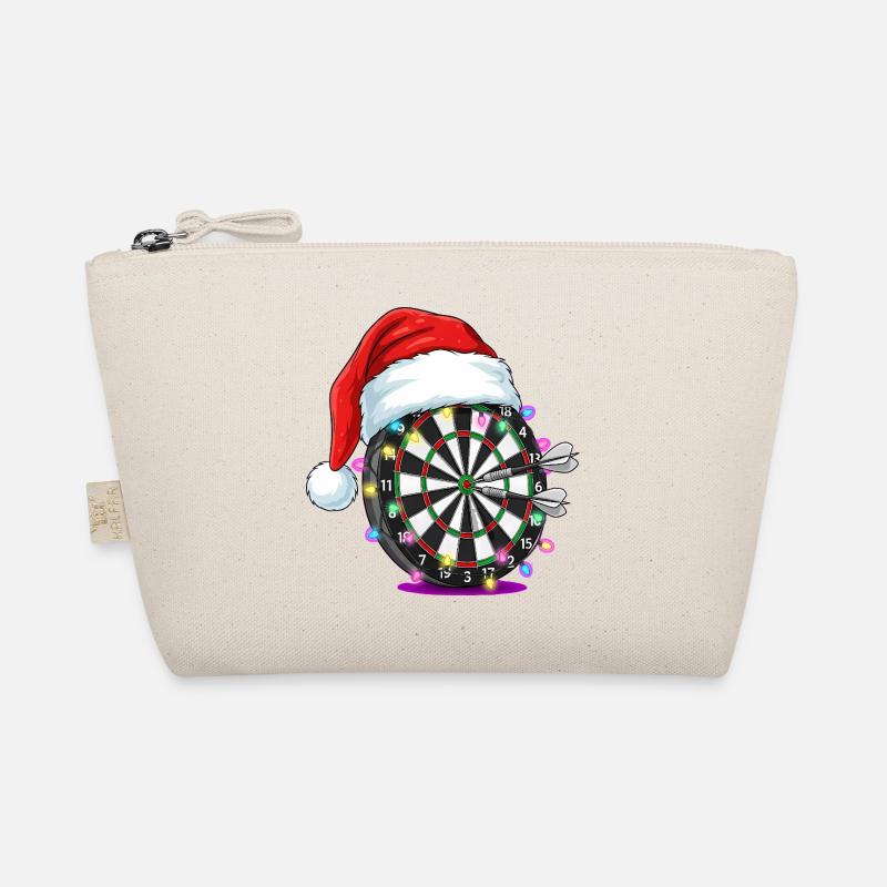 Darts Dartscheibe mit Weihnachtsmütze Comic - Bio-Täschchen - Natur