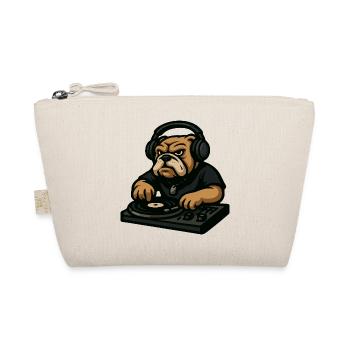 Cool DJ Bulldog with Headphones Turntable Art - Organic Pouch - nature - Front