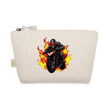 Motorcyclist with flames - Organic Pouch - nature - Front