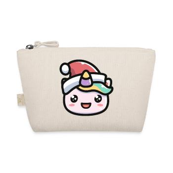 Kawaii Einhorn Gesicht Weihnachtsmütze	 - Bio-Täschchen - Natur - Vorne