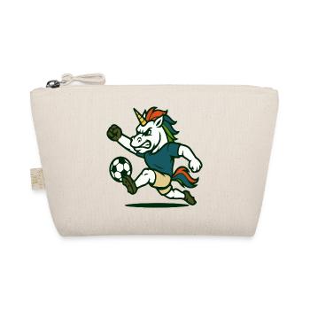 Unicorn Soccer Mascot Kicking with Power - Organic Pouch - nature - Front