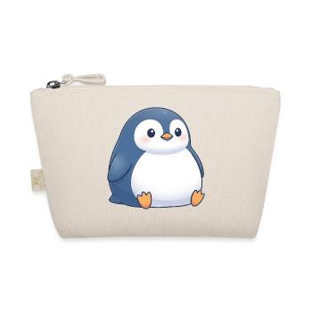 Niedlicher molliger Cartoon Pinguin sitzt Chubby - Bio-Täschchen - Natur - Vorne
