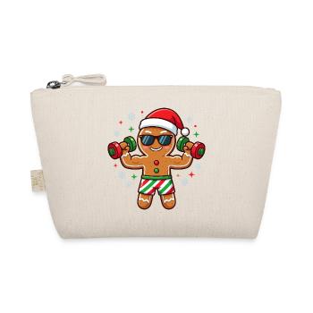 Christmas Gingerbread Man Weightlifting Fitness Student - Organic Pouch - nature - Front