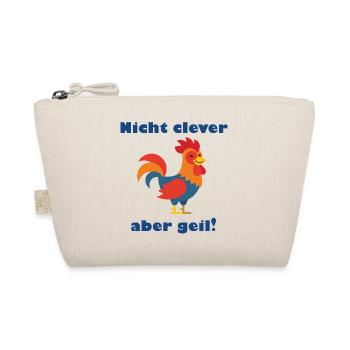Nicht clever aber geil: bunter Hahn - Bio-Täschchen - Natur - Vorne