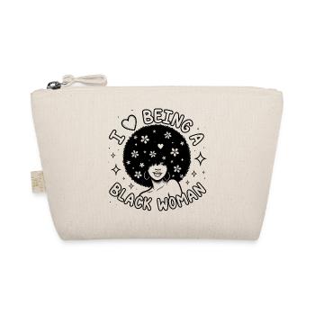 Black Woman Pride Floral Afro Heart Design - Organic Pouch - nature - Front