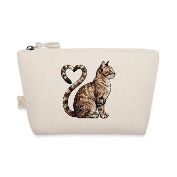Cat love in embroidered look (printed) - Organic Pouch - nature - Front