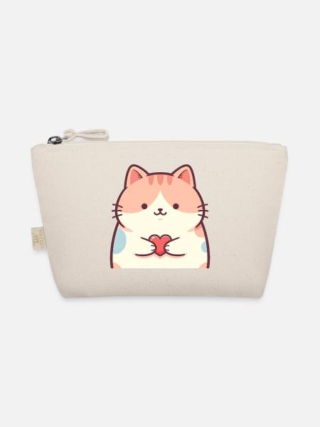 Chat animé au cœur de chaton câlin - Trousse biologique - nature - Devant