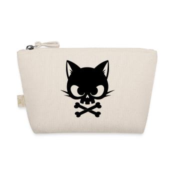 Cat Skull with Bones | Gothic Cute Icon - Organic Pouch - nature - Front